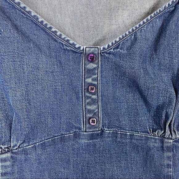 Vintage y2k Loft Denim Cap Sleeve Blouse - Picture 4 of 6